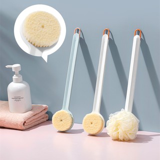 DS Shower Body Brush with Bristles and Loofah,Back Scrubber Bath Mesh Sponge with Curved Long Handle