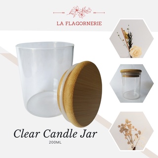 Clear Glass Candle Vessel | Candle Jar Container with Wooden Lid 200ml