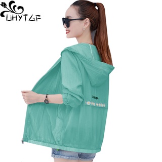 UHYTGF Loose 4XL plus size sunscreen clothing 2020 women fashion ice silk Comfortable summer jacket