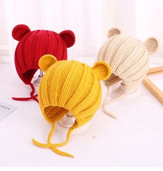Children's autumn and winter ear protection knitted baby wool cute baby bear ear hat 5 months 1 boys (6)