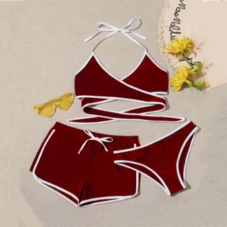 【Ready Stock】✜Females clothing summer ootd swimwear 3in1 swimsuit sexy wear cloth slim-fit strechabl