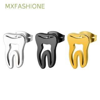 MXFASHIONE Stainless Steel 1 Pair Gifts Tooth Shape Piercing Jewelry