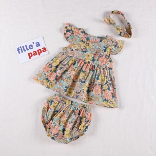 Baby Girls Floral Dress+Shorts+Headband Set Newborn Fly Sleeve Summer Clothes