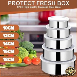 SUYANG 5pcs. SEALED CRISPER STAINLESS STEEL FOOD STORAGE BOX FOR FRUIT,VEGETABLES FRESH PRESERVATION