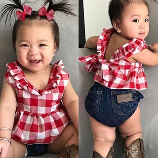 Fashion Kids Baby Girls Toddler Shirt Dress+Denim Pants Hairband 3Pcs Outfits
