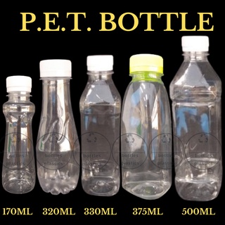 170ml, 250ml, 320ml, 330ml, 350ml, 500ml Empty Plastic PET bottle containers for business with caps