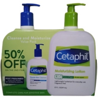 Cetaphil Gentle Skin Cleanser 591ml With Cetaphil Moisturizing Lotion 591ml Bundle Pack