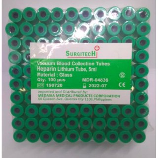(CART-Z) Vacutainer Heparin Lithium / Green top tubes (5ml)