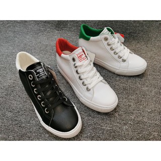 Korean Hidden Wedge Shoes Sneakers Heels Plain Leather Shoes for Women (8883)