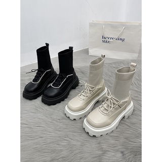 Female Dr. Martens Boots2021Spring And Autumn New Elastic Thick Bottom Non-Slip Fashion All-Match British Style Skinny Booties Fashion NGs6