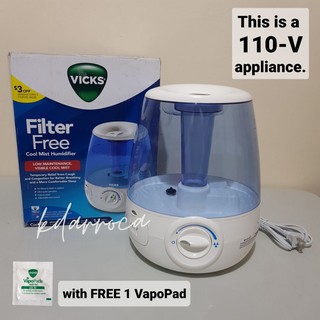 VICKS Filter-Free 1.2 Gallon Cool Mist Humidifier (110V) with 1 Free VICKS Vapopad
