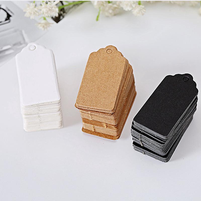 100Pcs Kraft Paper Gift Tags Wedding Scallop Label Blank Lug