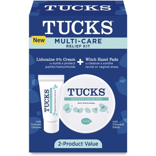 [new]Tucks Multi Care Relief Kit, Witch Hazel Pads & Hemorrhoidal Cream Kit for Hemorrhoids, 40 Pads