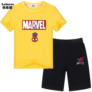 Baby Boys Marvel Spider-Man Clothes Set Kids Summer Short Sleeve Spiderman T-shirt and Shorts 2Pcs Suit Fashion Costume