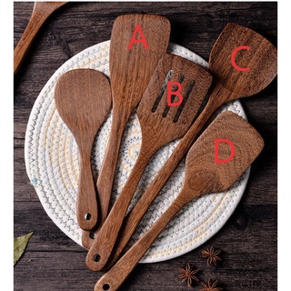 Kitchen Cooking Utensils Wooden Dinnerware Sets Safe For Non-Stick Cookware Bamboo Spatula Siansi