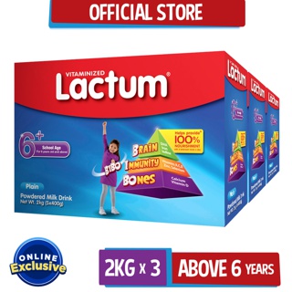 [Online Exclusive] Lactum Powdered Milk Drink for 6+ years old 6kg [2kg x 3s] (1)