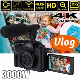 4K Vlog Youtuber Camcorder 3000W 16X Super Definition Digital Night Vision Camera RC Outdoor Travel