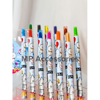 Ready Stock/☌B 2 1 Rolling Crayons 12pcsB t21