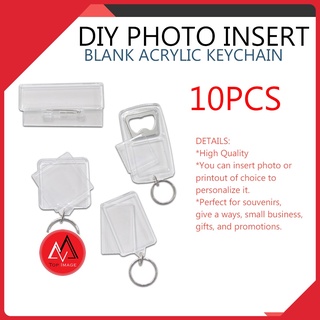 10 pcs Acrylic Keychain Blank Photo Insert Blank Keychain Personalized Design