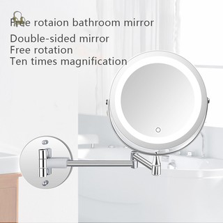 NU LED Double Sided Makeup Vanity Mirror Wall Mount 10x Magnification Swivel Extension Mirror .ph