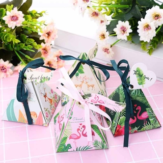 20pcs 7.2x7.2x8cm Flamingo Packing Gift Bag Candy Boxes for Kids Birthday Wedding Favors Box Packaging Paper Bags Event Xmas Party Supplies