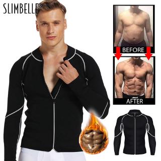 Men Shaper Long Sleeve Sweat Neoprene Weight Loss Sauna Suit Waist Trainer Vest Black Workout Shirt