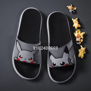 Pikachu slippers male ins trend summer new men s flip-flops Korean version wear non-slip couple sand