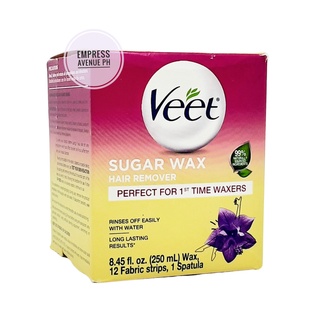 VEET Sugar Wax Hair Remover Perfect for 1st Time Waxers (250ml Wax, 12 Fabric Strips & Post Wax Oil)