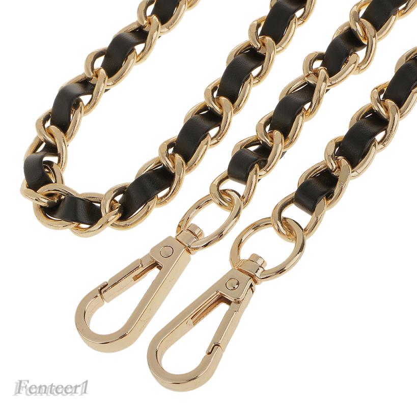 Metal + Leather Shoulder Bag Replacement Chain Strap for Womens Handbag Purse (3)