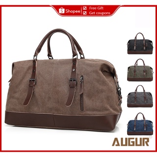 AUGUR Canvas Bag Shoulder Messenger Bag Tote Bag Large Capacity Travel Bag Brown