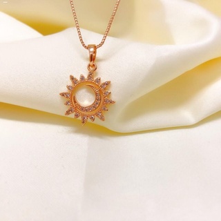 Fashion accessories™【YH】10k Rose Gold Plated Fashion Sun Moon Pendant Necklace