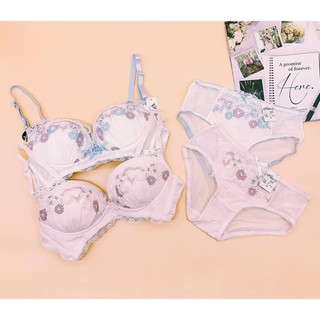 YUME LINGERIE SET SEXY FLOWER PRINT LACE PUSH UP PADDED NON WIRE #YBPS 20