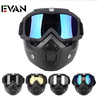 Motorcycle Bike Helmet Goggles Removable Mask Open Face Half Face Detachable Uni Mask With Goggles