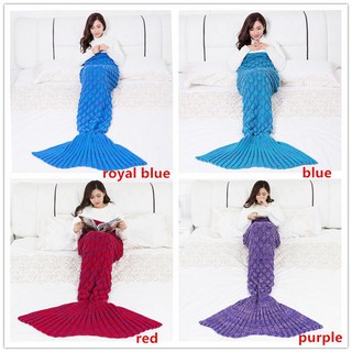 Knitted Cotton Woolen Crochet Snuggle Mermaid Tail Blanket (2)