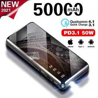 NEW100％ 50000mAh Original PowerBank fast charger 2 USB Mirror Screen Digital Display PowerBank Exter