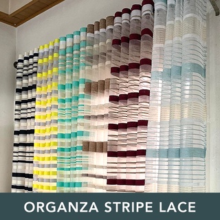NEW! 1 PANEL ORGANZA STRIPE LACE CURTAIN 002 (58" x 84" PER PANEL, 8 RINGS EACH) HOT SALE!