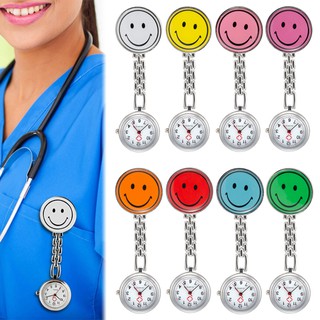 ✨maimy✨Cute Smile Face Smiley Clip On Pocket Fob Pendant Quartz Nurse Watch Colorful