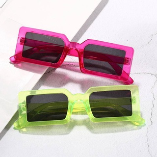 2020 European and American trend street shooting sunglasses personality fluorescent green sunglasses fashion box sunglasses