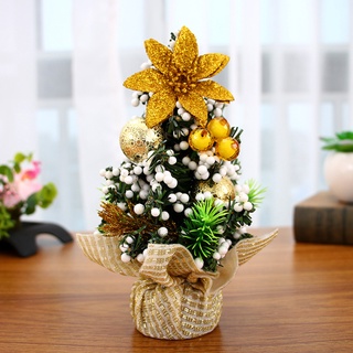 20CM Mini Desktop Artificial Christmas Tree Ribbon Bow and Spherical Decorations Home Office/Home Decoration Holiday Children's Gifts Christmas Decoration Gifts (4)
