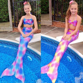 Girls Kids Swimsuit Mermaid Tail Swimming Costume Set (1)
