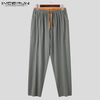 ✒INCERUN Men's Casual Solid Color Drawstring Elastic Waist Loose Sports Pants