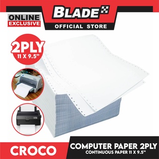 Croco Computer Forms Standard 11x9 1/2'' 1Box (2Ply) Continuous Computer Paper Carbonless 1000 Sheet