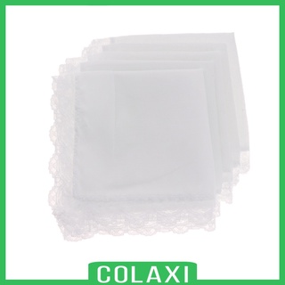 [COLAXI] Women White 100% Cotton Handkerchiefs Hanky Lace Edge Pocket Square 23x25cm
