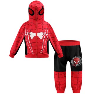 Children's Spiderman Zipper Jacket Pants Boys Two Piece Cos Suit