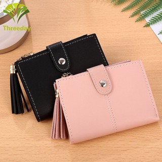 Women Mini Wallets Tassel Zipper Purse Girl Wallet PU Leather Small Short Wallet (3)