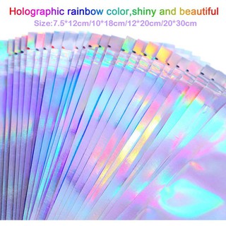 50/100 Pcs Holographic Ziplocks Hologram Liptint Packaging Pouch Rainbow Ziplock Bag Cosmetics Pouch Gift Packaging