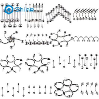 Stainless Steel Mixed Body Piercing Jewelry Tongue lip Eyebrow Nose Belly Ring 85pcs/set