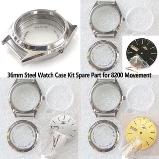 36mm Steel Watch Case Kit Spare Part Watch DIY Tools for 8200 Movement