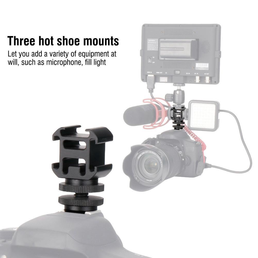 Ulanzi Camera Triple Hot Shoe Mount Adapter for Fill Light Monitor Microphone (1)