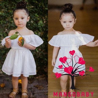 GAG-Toddler Kids Baby Girls White Ruffle Dress Off-shoulder